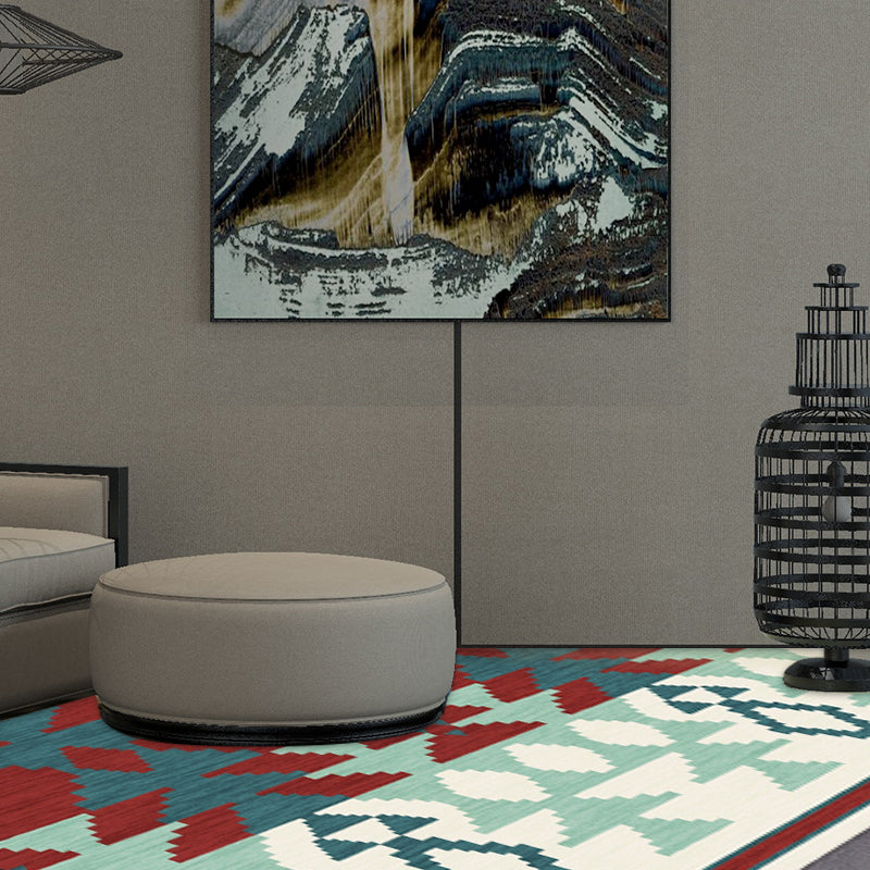 Geometric Southwest Tribal Area Rug Abstract Spears Polyester Stain Resistant Flooring in Rust Red