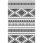 Country Tribal Washable Rug Black and White Ethnic Geometric Rug Stain Resistant Polyester Rug for the Living Room