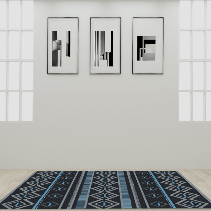 Warmer Brown Americana Tribal Rug Striped Geometric Polyester Pet Friendly Stain Resistant Area Rug for Accent Area