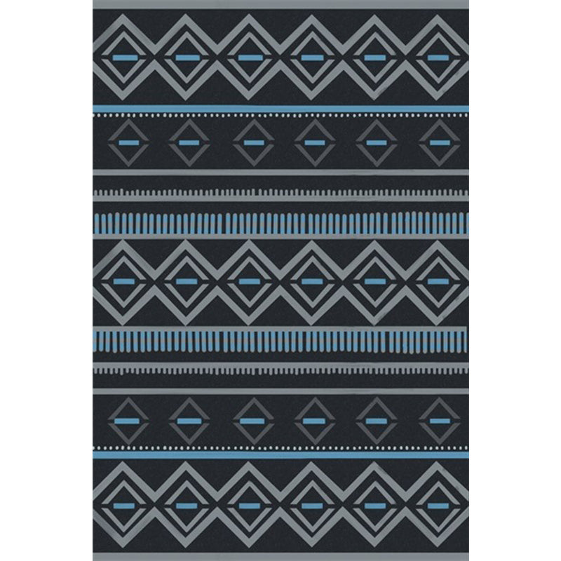 Warmer Brown Americana Tribal Rug Striped Geometric Polyester Pet Friendly Stain Resistant Area Rug for Accent Area