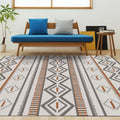 Warmer Brown Americana Tribal Rug Striped Geometric Polyester Pet Friendly Stain Resistant Area Rug for Accent Area