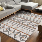 Warmer Brown Americana Tribal Rug Striped Geometric Polyester Pet Friendly Stain Resistant Area Rug for Accent Area