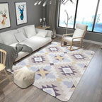 Southwestern Aztec Tokens Tribal Rug with Geometric Diamond Synthetic Anti-slip Pet-friendly Area Rug for Living Room