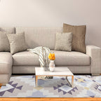 Southwestern Aztec Tokens Tribal Rug with Geometric Diamond Synthetic Anti-slip Pet-friendly Area Rug for Living Room