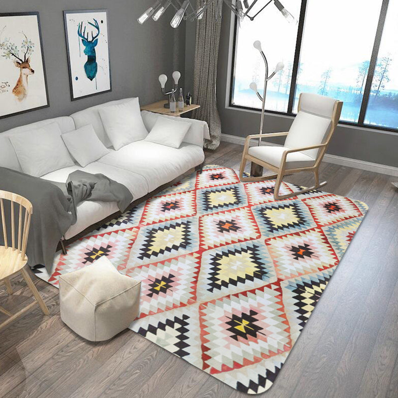 Retro Tribal Carpet with Aztec Native Americana Diamond Stain Resistant Power Loom Carpet for Home Decor