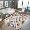 Retro Tribal Carpet with Aztec Native Americana Diamond Stain Resistant Power Loom Carpet for Home Decor