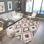 Retro Tribal Carpet with Aztec Native Americana Diamond Stain Resistant Power Loom Carpet for Home Decor