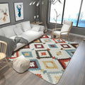 Aztec Diamond Tribal Rug Geometric Native Totem in Multicolor Washable Polyester Rug for Living Room