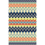 Southwest Striped Tribal Geometric Carpet Stain Resistant Power Loom Area Rug for Bedroom in Green and Orange