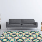 Tribal Gabbeh Abstract Rug Diamond Geometric Rug Polyester Washable Non-Slip Stain-Resistant Rug for the Bedroom