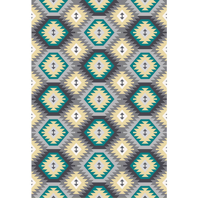 Tribal Gabbeh Abstract Rug Diamond Geometric Rug Polyester Washable Non-Slip Stain-Resistant Rug for the Bedroom