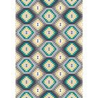 Tribal Gabbeh Abstract Rug Diamond Geometric Rug Polyester Washable Non-Slip Stain-Resistant Rug for the Bedroom