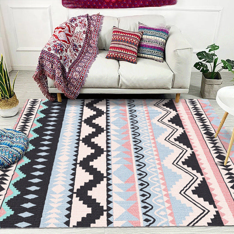 Striped Chevron Geometric Rug Indian Americana Indoor Mat Synthetic Stain Resistant Non-Slip Hair Mat