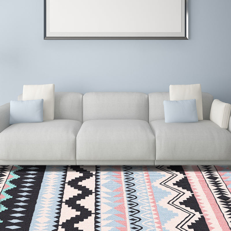 Striped Chevron Geometric Rug Indian Americana Indoor Mat Synthetic Stain Resistant Non-Slip Hair Mat