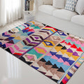 Southwest abstract colorful striped chevron carpet tribal geometric lance tip fabric stain-resistant area rug for bedroom
