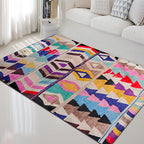 Southwest abstract colorful striped chevron carpet tribal geometric lance tip fabric stain-resistant area rug for bedroom