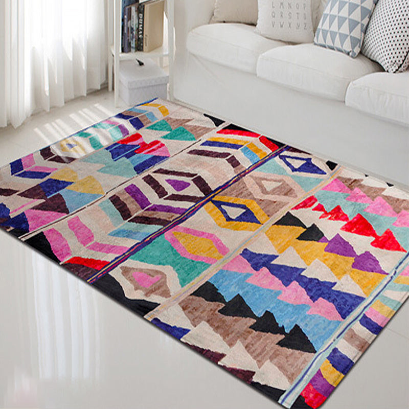 Southwest abstract colorful striped chevron carpet tribal geometric lance tip fabric stain-resistant area rug for bedroom