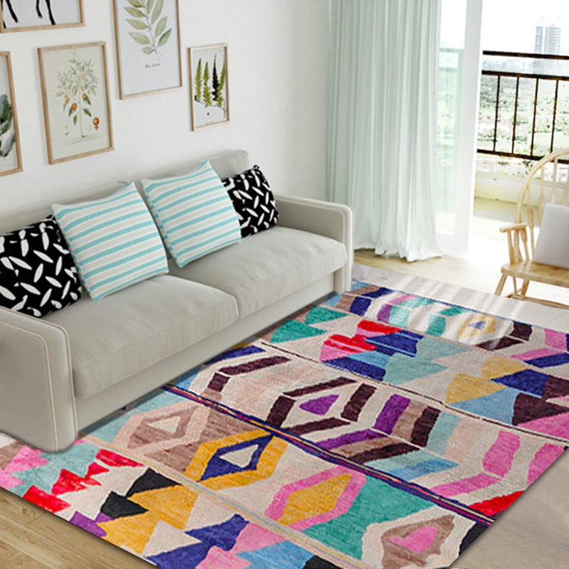 Southwest abstract colorful striped chevron carpet tribal geometric lance tip fabric stain-resistant area rug for bedroom