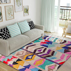 Southwest abstract colorful striped chevron carpet tribal geometric lance tip fabric stain-resistant area rug for bedroom