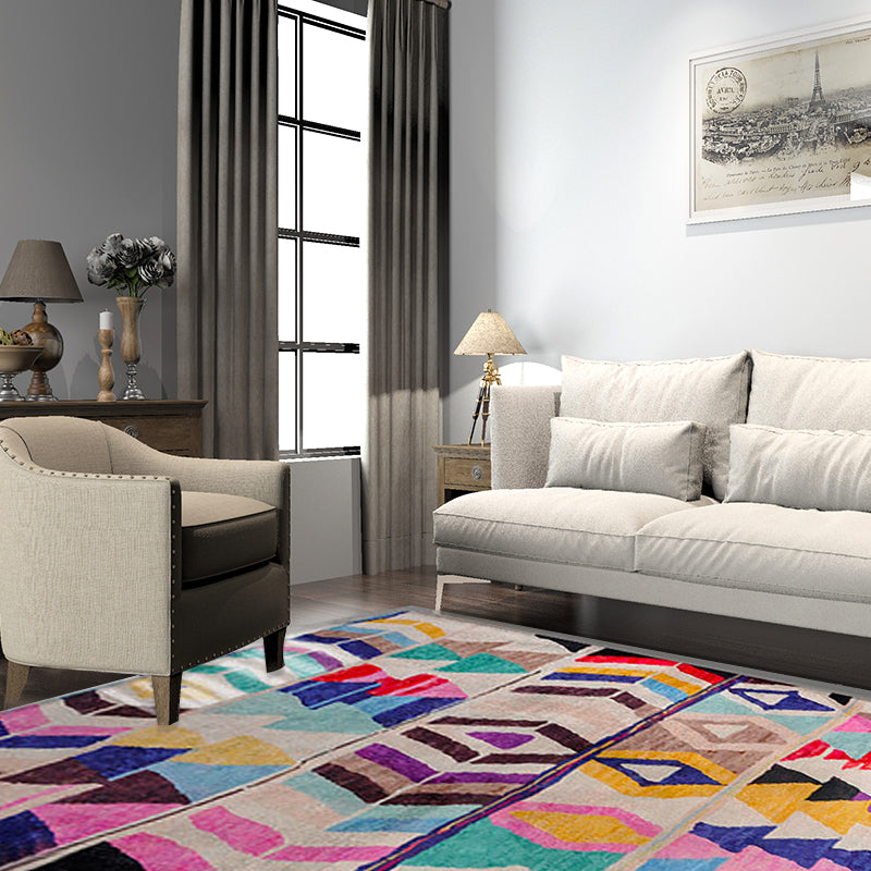 Southwest abstract colorful striped chevron carpet tribal geometric lance tip fabric stain-resistant area rug for bedroom