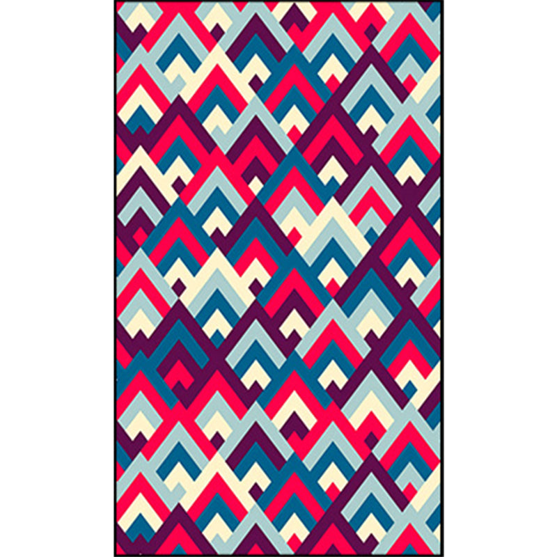 Southwest Colorful Geometric Carpet Polyester Washable Non-Slip Stain Resistant Carpet for Bedroom