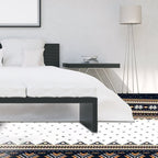 Blue Banded Tribal Carpet with Dots Artificial Anti-Slip Power Loom Flooring Carpet for the Living Room