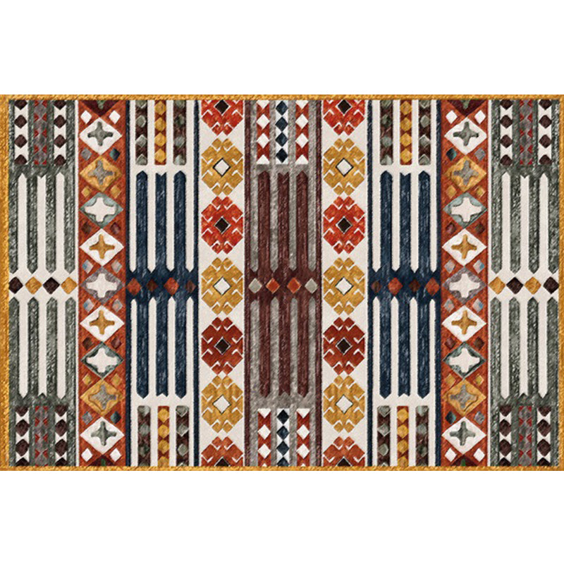 Brown Carnival Tribal Carpet Striped Geometric Flooring Carpet Fabric Non-Slip Powerloom Carpet for the Living Room