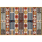 Brown Carnival Tribal Carpet Striped Geometric Flooring Carpet Fabric Non-Slip Powerloom Carpet for the Living Room