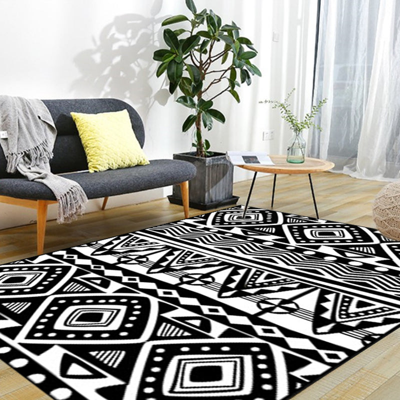 Black Carpet Zuido Western Tribal Americana Diamond Geometric Flooring Area Rug Polyester Non-Slip Pet-Friendly Rug