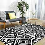 Black Carpet Zuido Western Tribal Americana Diamond Geometric Flooring Area Rug Polyester Non-Slip Pet-Friendly Rug