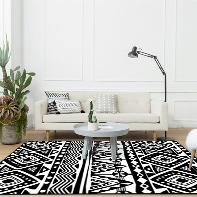 Black Carpet Zuido Western Tribal Americana Diamond Geometric Flooring Area Rug Polyester Non-Slip Pet-Friendly Rug