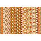 Indian Tribal Rug Diamond Geometric with Feathers Hairband Polyester Non-Slip Back Stain Resistant Runner in Yellow