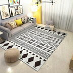 Black-and-white Americana rug for the living room Diamond geometric rug fabric stain-resistant area rug