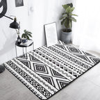 Diamond geometric rug southwestern area rug for bedroom Black and White Power Loom washable floor rug