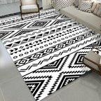 Diamond geometric rug southwestern area rug for bedroom Black and White Power Loom washable floor rug