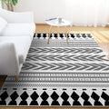 Striped Chevron Washable Rug for the Living Room Southwest Americana Pet-Friendly Rug in Black and White