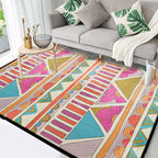 Pink colored Moroccan geometric rug rustic synthetic indoor rug washable stain-resistant rug with flowers