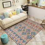 Braided rustic American rug brown washable area rug for bedroom geometric hunting stain-resistant rug