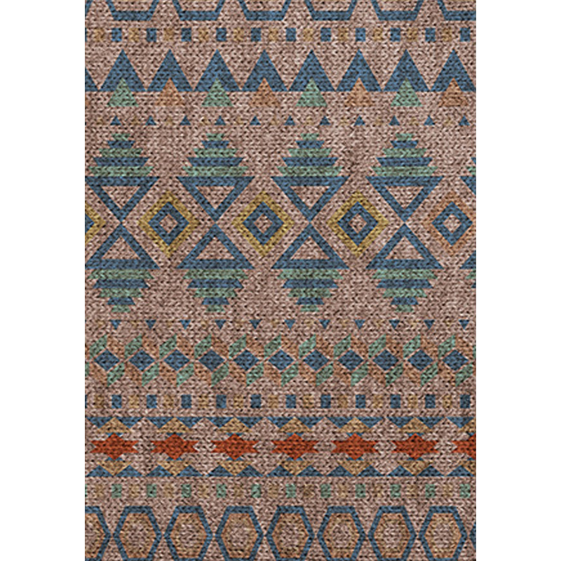 Braided rustic American rug brown washable area rug for bedroom geometric hunting stain-resistant rug