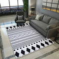 Diamond Geometric Rug Southwestern Americana Area Rug for Bedroom Black and White Fabric Stain Resistant Rug