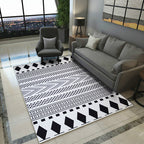 Diamond Geometric Rug Southwestern Americana Area Rug for Bedroom Black and White Fabric Stain Resistant Rug