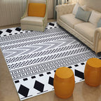 Diamond Geometric Rug Southwestern Americana Area Rug for Bedroom Black and White Fabric Stain Resistant Rug