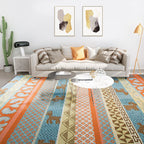 Living Room Rustic Orange Carpet Striped Paisley Carpet with Animal Polyester Pet Friendly Stain Resistant Area Rug