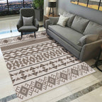 Southwestern tribal brown carpet striped geometric diamond washable stain-resistant synthetic carpet for the living room