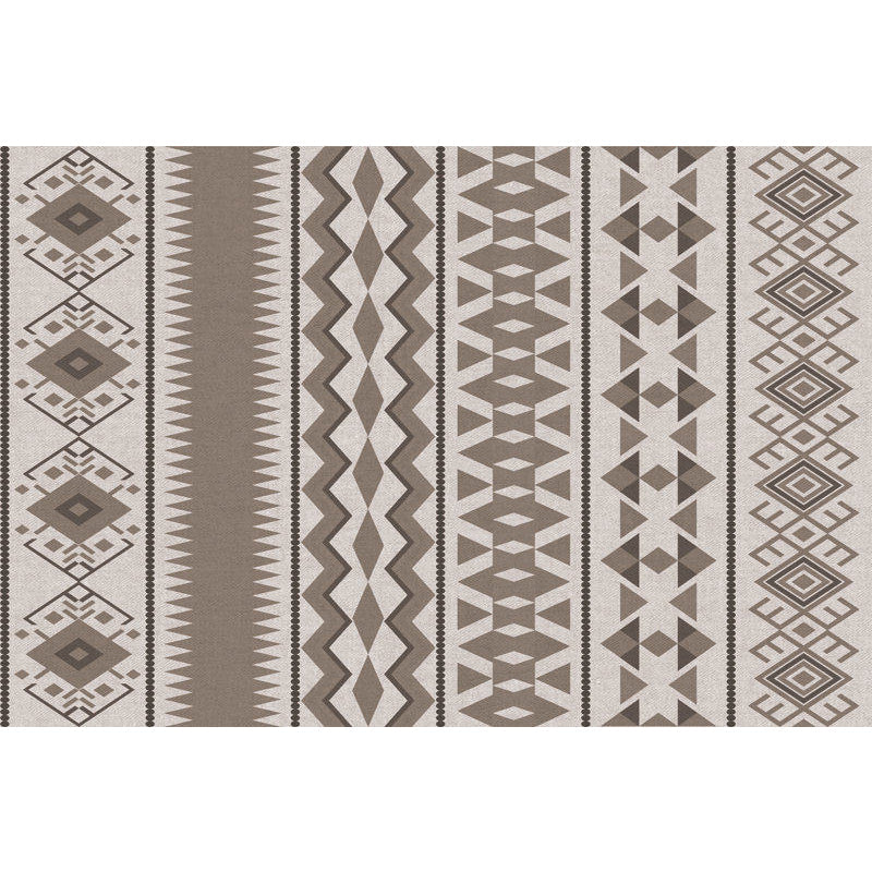 Southwestern tribal brown carpet striped geometric diamond washable stain-resistant synthetic carpet for the living room
