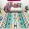 Green striped geometric carpet with diamond and pots Polyester Power Loom pet-friendly carpet for accent area