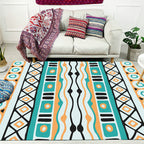 Green striped geometric carpet with diamond and pots Polyester Power Loom pet-friendly carpet for accent area