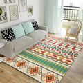 Indian Tribal Orange and Green Rug Striped Geometric Area Rug Fabri Pet Friendly Stain Resistant Indoor Carpet