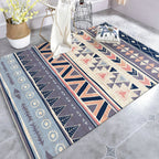 Warm purple stain-resistant rug striped geometric Americana tribal rug polyester pet-friendly area rug for living room