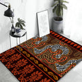 Paisley and Leopard Tribal Rug in Orange Indian Americana Scroll Synthetic Flooring Pet Friendly Stain Resistant Indoor Carpet